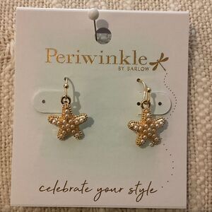 0381 Periwinkle by Barlow Gold Star Pearl Earrings